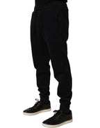 Dolce & Gabbana Blue Cotton Drawstring Jogger Trouser Pants
