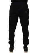 Dolce & Gabbana Blue Cotton Drawstring Jogger Trouser Pants