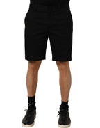 Dolce & Gabbana Black Cotton Mid Waist Men Bermuda Shorts