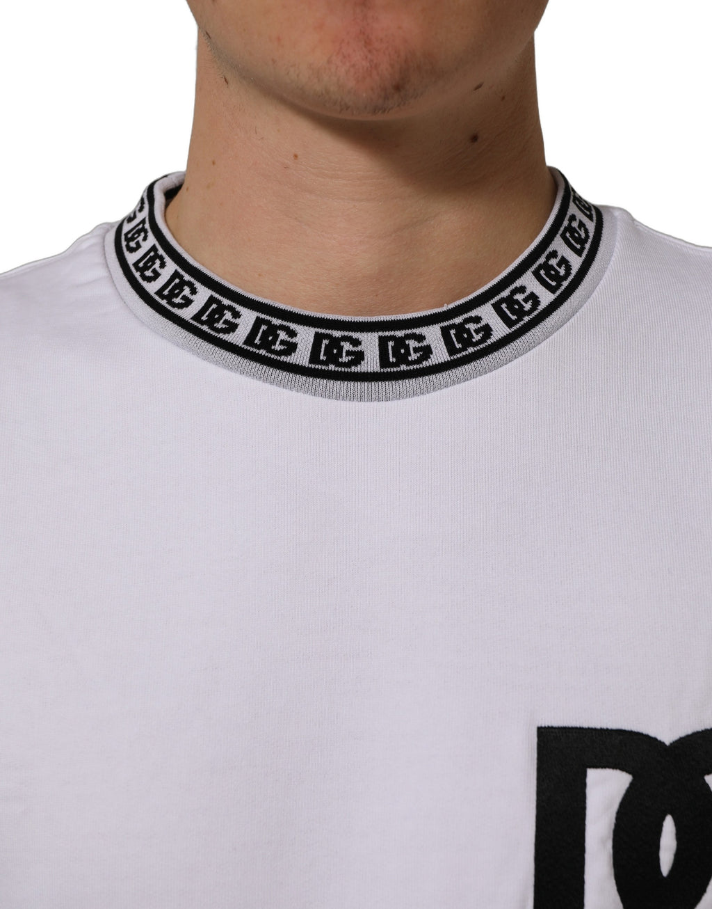 Dolce & Gabbana White Cotton Crew Neck Sweatshirt Sweater