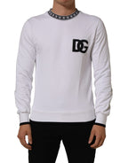 Dolce & Gabbana White Cotton Crew Neck Sweatshirt Sweater