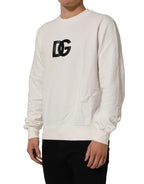 Dolce & Gabbana White Cotton Crew Neck Men Sweatshirt Sweater