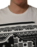 Dolce & Gabbana White Bandana Print Cotton Crew Neck T-shirt