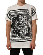 Dolce & Gabbana White Bandana Print Cotton Crew Neck T-shirt