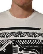 Dolce & Gabbana White Bandana Print Cotton Crew Neck T-shirt