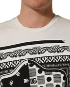 Dolce & Gabbana White Bandana Print Cotton Crew Neck T-shirt