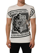 Dolce & Gabbana White Bandana Print Cotton Crew Neck T-shirt