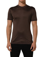 Dolce & Gabbana Brown Silk Crew Neck Short Sleeves T-shirt