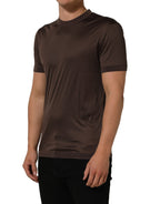 Dolce & Gabbana Brown Silk Crew Neck Short Sleeves T-shirt