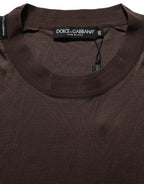 Dolce & Gabbana Brown Silk Crew Neck Short Sleeves T-shirt