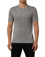 Dolce & Gabbana Gray Silk Crew Neck Short Sleeves T-shirt