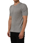 Dolce & Gabbana Gray Silk Crew Neck Short Sleeves T-shirt
