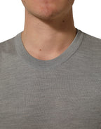 Dolce & Gabbana Gray Silk Crew Neck Short Sleeves T-shirt