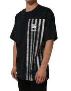 Dolce & Gabbana Blue Striped Print Cotton Crew Neck  T-shirt