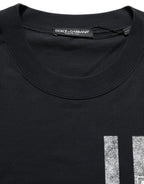 Dolce & Gabbana Blue Striped Print Cotton Crew Neck  T-shirt