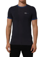 Dolce & Gabbana Dark Blue Cotton Stretch Round Neck T-shirt