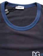 Dolce & Gabbana Dark Blue Cotton Stretch Round Neck T-shirt