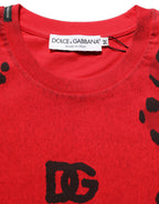 Dolce & Gabbana Red Leopard Print Short Sleeved Men T-shirt