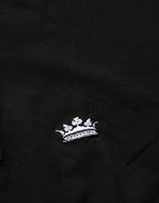 Dolce & Gabbana Black Crown Short Sleeved Henley Men T-shirt
