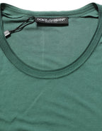 Dolce & Gabbana Green Silk Crew Neck Short Sleeves T-shirt