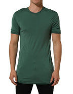 Dolce & Gabbana Green Silk Crew Neck Short Sleeves T-shirt
