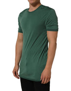 Dolce & Gabbana Green Silk Crew Neck Short Sleeves T-shirt