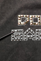 Dolce & Gabbana Gray Cotton Logo Stud Embellished T-shirt