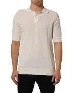 Dolce & Gabbana Off White Cotton Collared Men Polo T-shirt