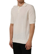 Dolce & Gabbana Off White Cotton Collared Men Polo T-shirt