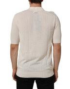 Dolce & Gabbana Off White Cotton Collared Men Polo T-shirt