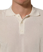 Dolce & Gabbana Off White Cotton Collared Men Polo T-shirt
