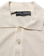 Dolce & Gabbana Off White Cotton Collared Men Polo T-shirt