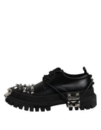 Dolce & Gabbana Black Studded Leather Hi-Trekking Derby Men Shoes