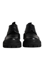 Dolce & Gabbana Black Leather Hi-Trekking Derby Shoes
