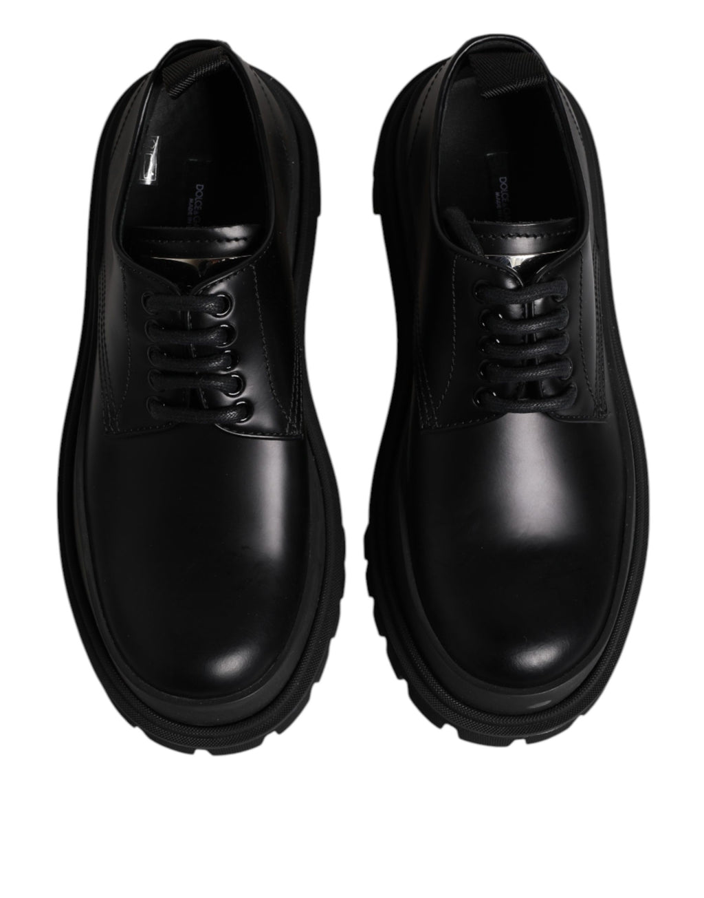 Dolce & Gabbana Black Leather Hi-Trekking Derby Shoes