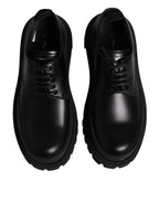 Dolce & Gabbana Black Leather Hi-Trekking Derby Shoes