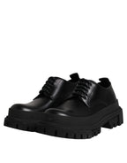 Dolce & Gabbana Black Leather Hi-Trekking Derby Shoes