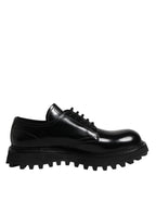 Dolce & Gabbana Black Calf Leather Hi-Trekking Derby Shoes