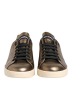Dolce & Gabbana Gold Portofino Calf Leather Sneakers Shoes