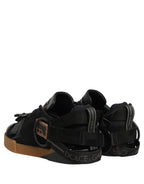 Dolce & Gabbana Black Felt Leather Low Top Sneaker Shoes