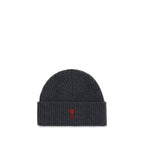 Ami Paris Gray Wool Oves Aries Beanie