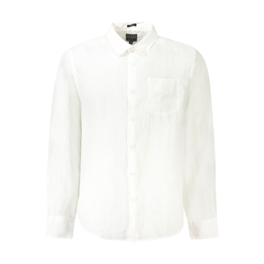 Guess Jeans White Linen Mens Shirt