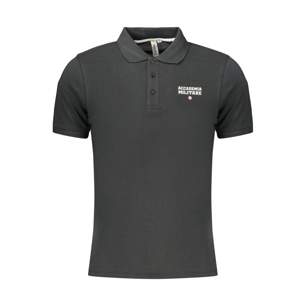 Accademia Militare Black Cotton Men's Polo Shirt