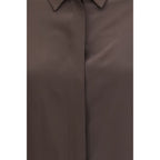 Lardini Brown Silk Dress Shirt