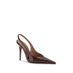 Amina Muaddi Bordeaux Calf Leather Bos Taurus High Heel Pumps