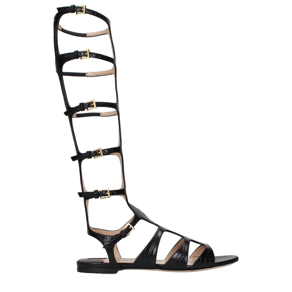 Tom Ford Black Leather Strap-On Sandals
