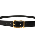 Dolce & Gabbana Black Leather Gold Tone Metal Buckle Belt