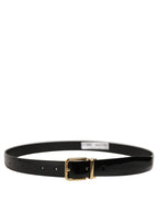 Dolce & Gabbana Black Classic Leather Gold Tone Buckle Belt