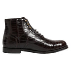 Dolce & Gabbana Dark Brown Leather Lace Up Short Boots Shoes