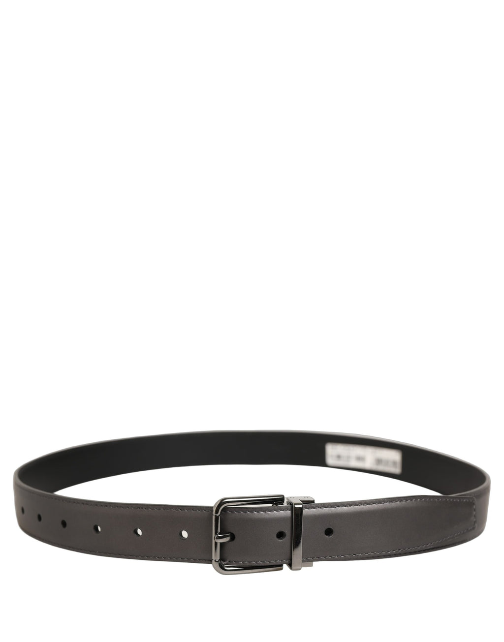 Dolce & Gabbana Dark Gray Leather Metal Buckle Classic Belt